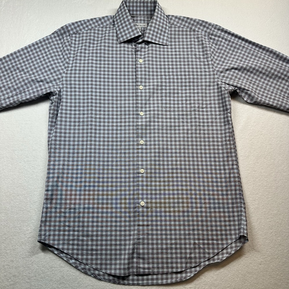Peter Millar Purple Plaid Dress Shirt Men's M Button Down Long Sleeve